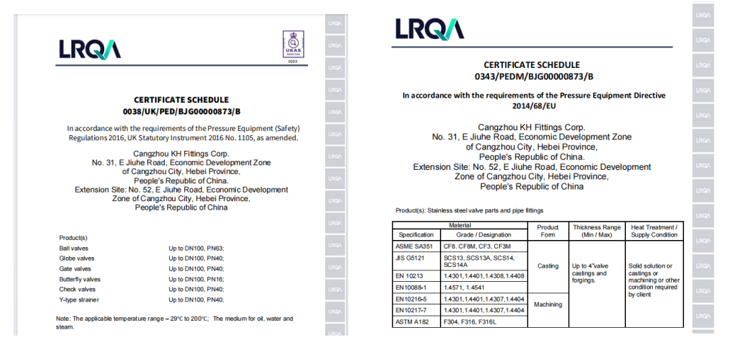 Cangzhou KH FITTINGS Corp. Secures EU PED & PEDM Certifications Renewal, Reinforcing Commitment to European Market