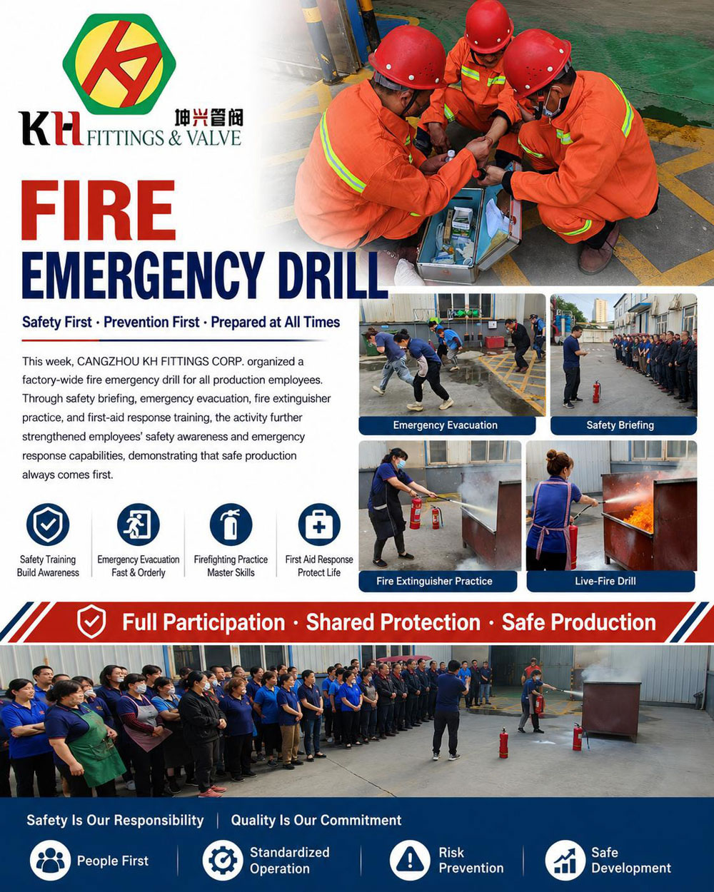 CANGZHOU KH FITTINGS CORP. Strengthens Safety Culture with Factory-Wide Fire Emergency Drill